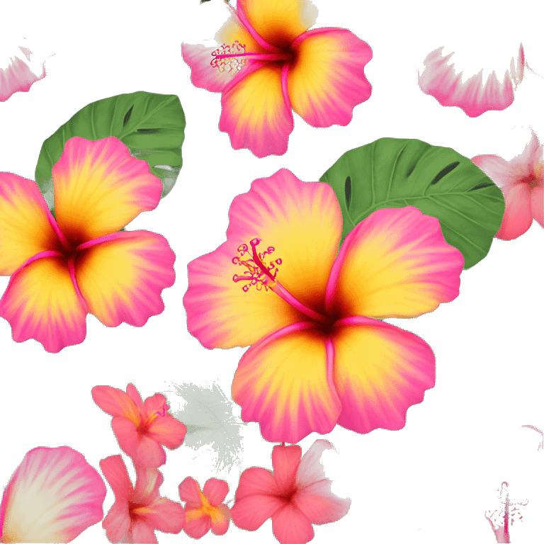 yellow and pink hibiscus flower emoji