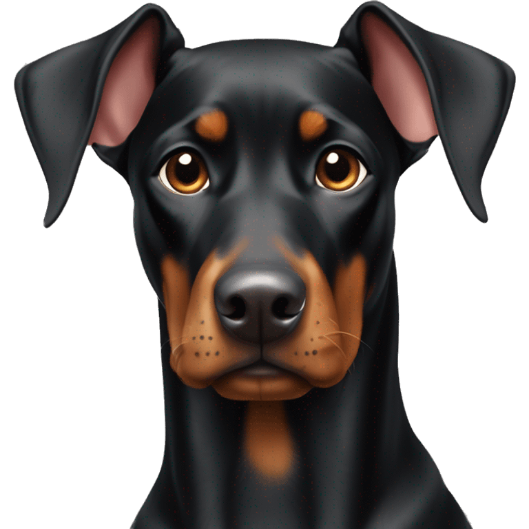 Black and tan Doberman Pinscher with floppy ears emoji