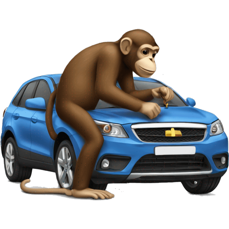 Monkey working on car emoji