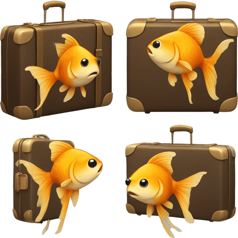 Gold fish with suitcase  emoji