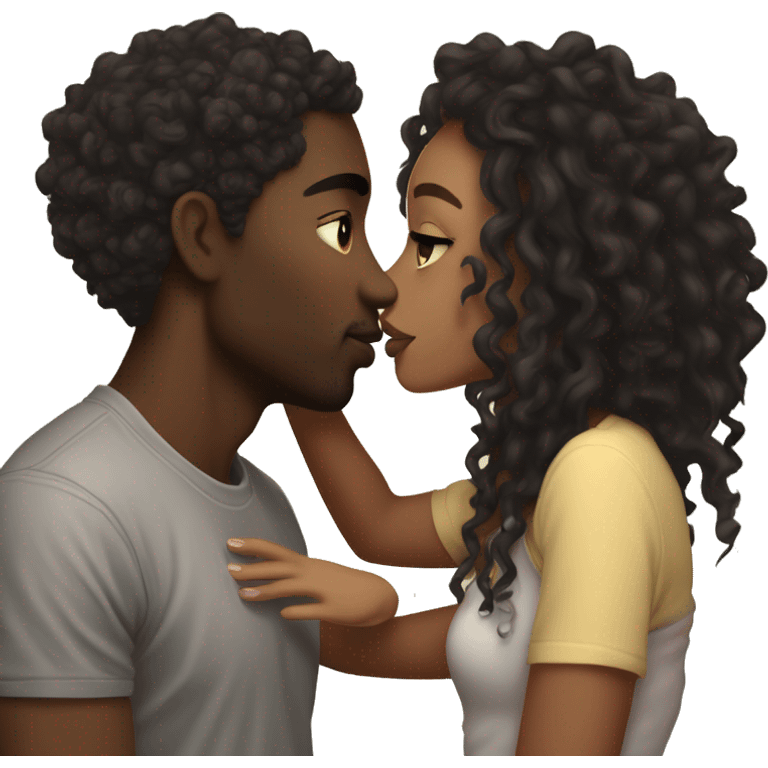 Me kissing my brown skin girlfriend with dark curly hair. I am black and have a septum piercing, and blonde locs. She has a septum piercing aswell. emoji