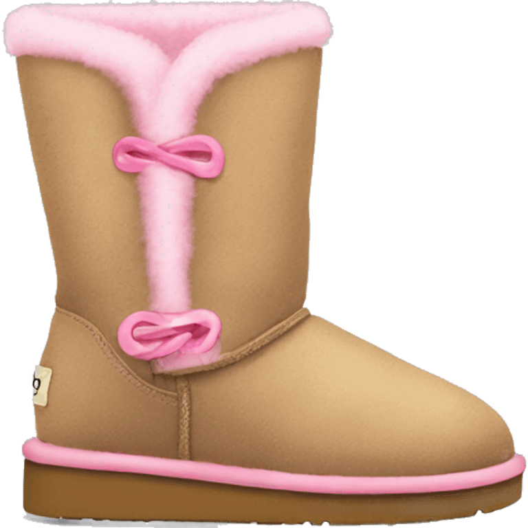 Ugg boots with pink emoji