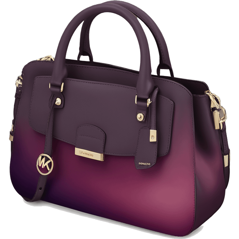 Realistic isolated dark plum to dark wine color ombre Michael Kors satchel purse.  emoji