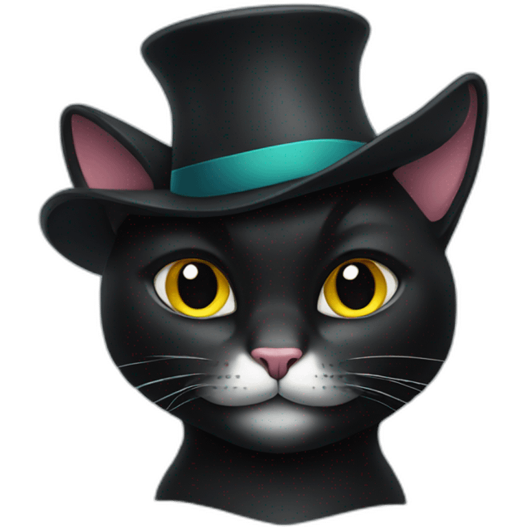 Black cat with hat emoji