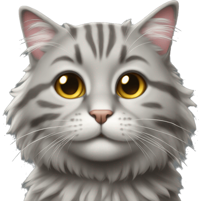 Fluffy grey tabby cat emoji