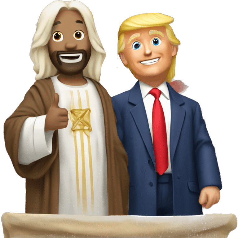 Donald Trump and Jesus celebrating ￼ emoji