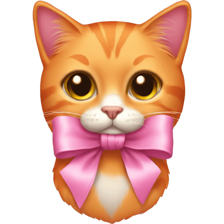 orange cat with pink bow emoji