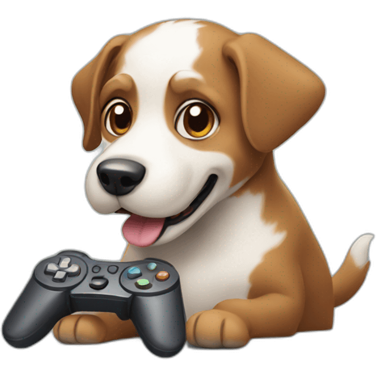 Dog playing video game emoji