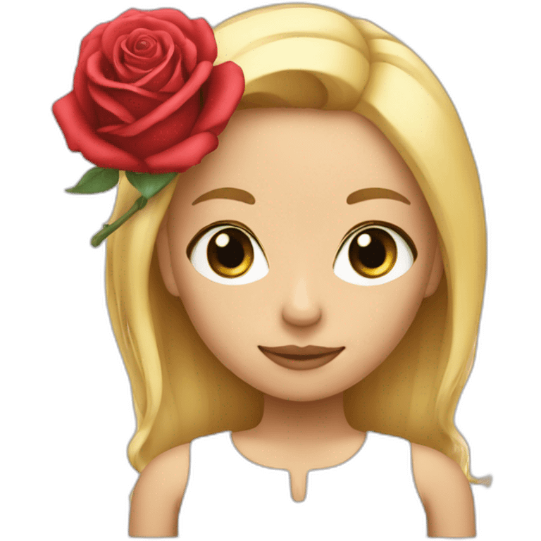 blonde girl with rose head emoji