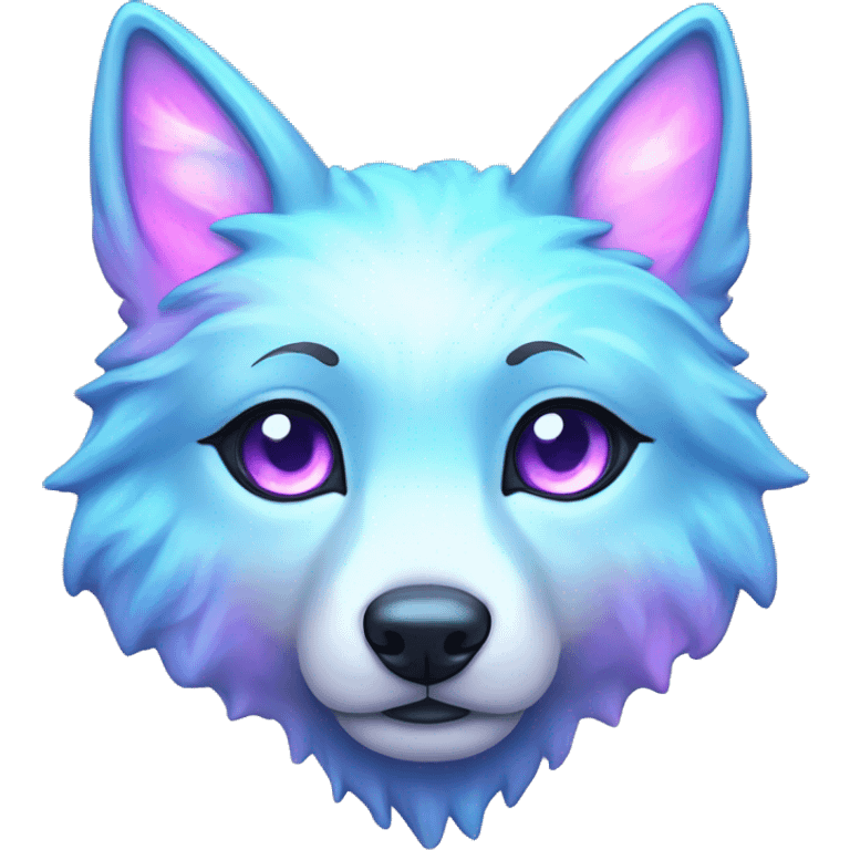 kawaii cute colorful shiny pastel nebula wolf emoji