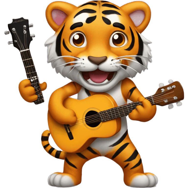 Tiger playing guitar emoji