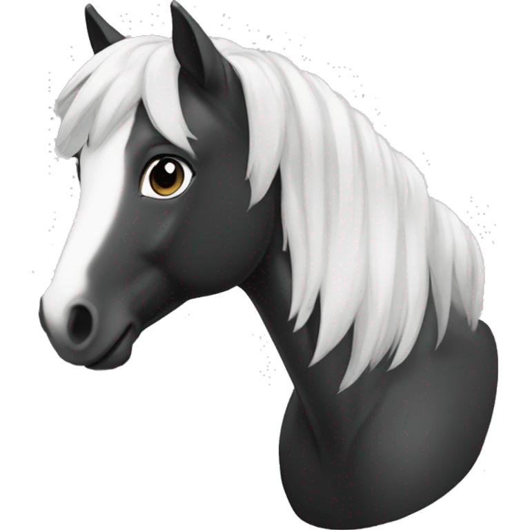 tête de poney petit avec des tâche blanc et noir emoji