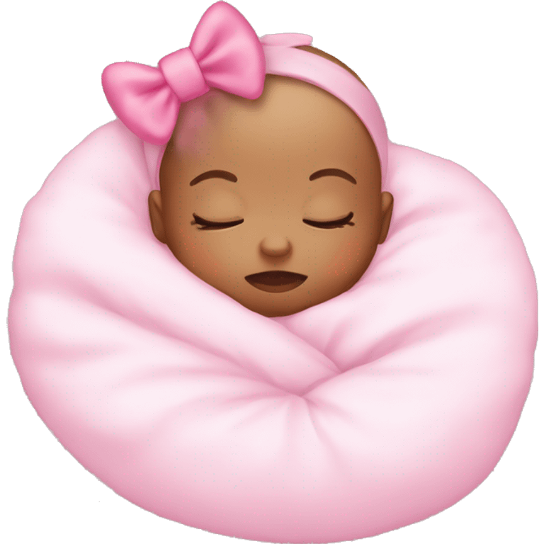 Sleeping baby with pink bow on head emoji