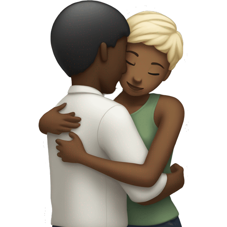 Black women hugging white man  emoji