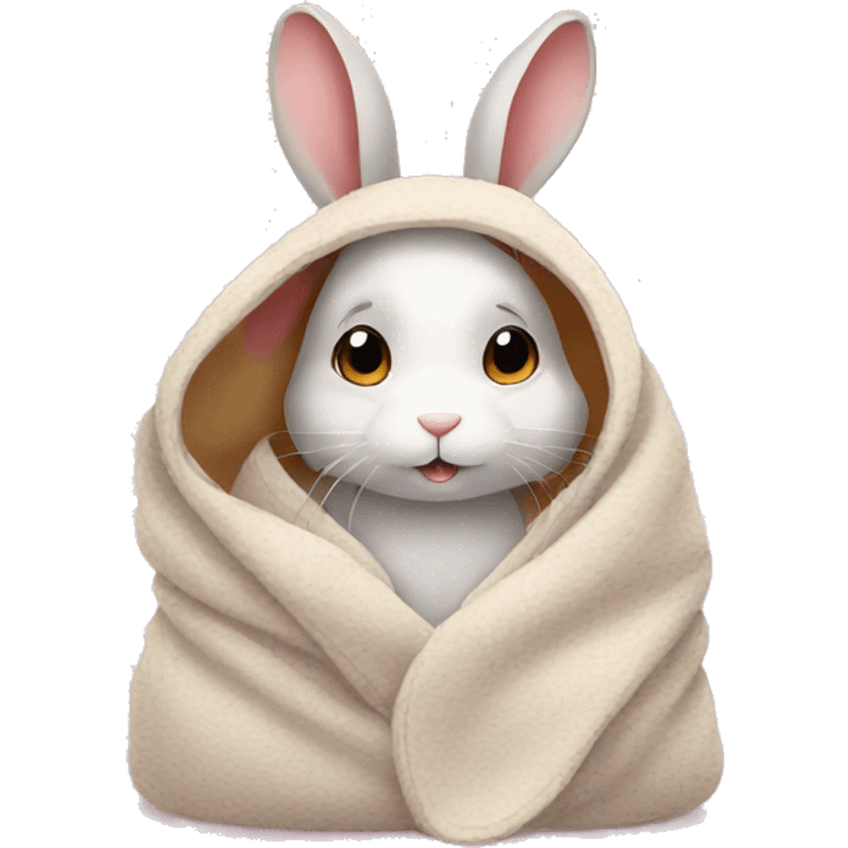 rabbit cozy in blanket emoji