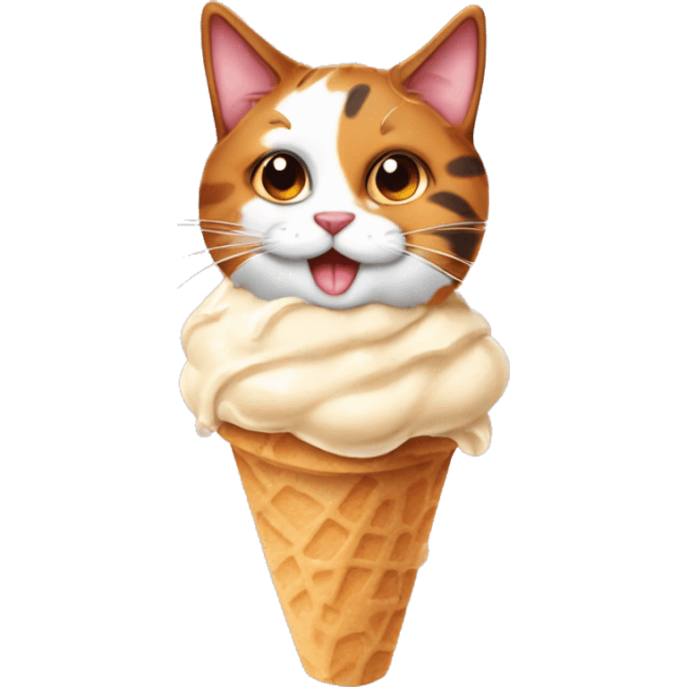 calico cat with icecream  emoji