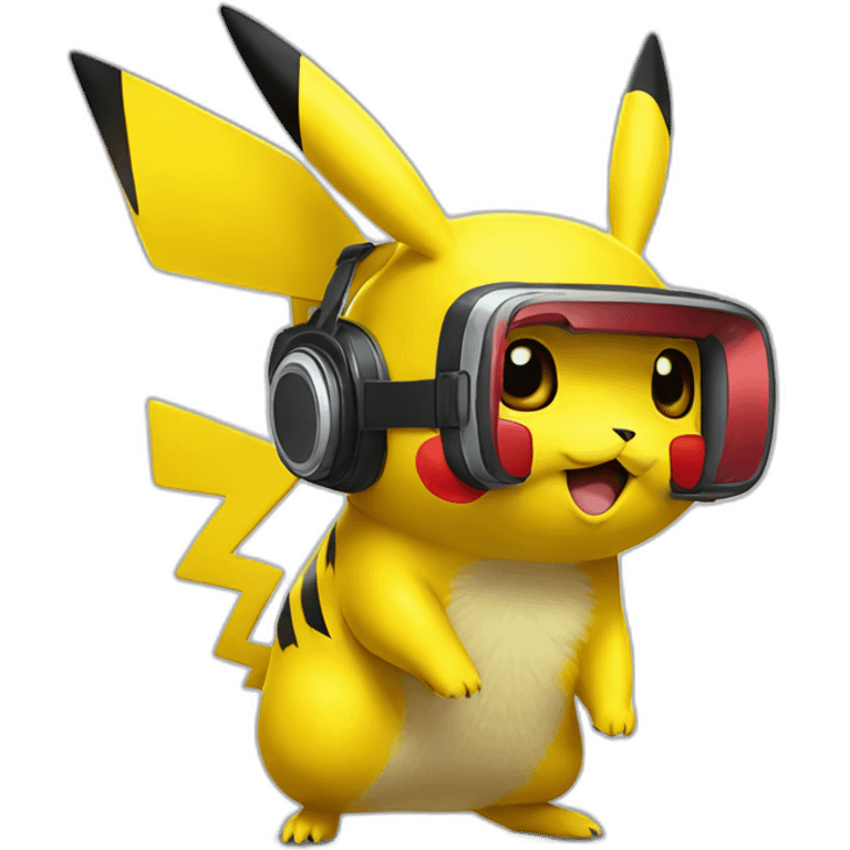 Pikachu wearing a vr emoji