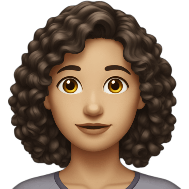 alyson our boss long curly dark hair brown eyes emoji