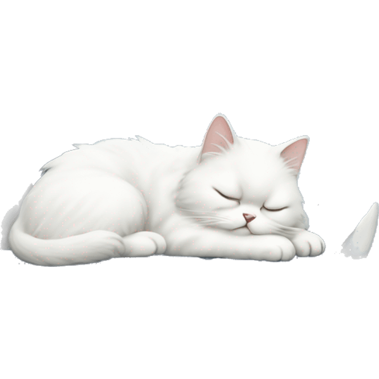 White Persian cat sleeping on blue crescent moon  emoji