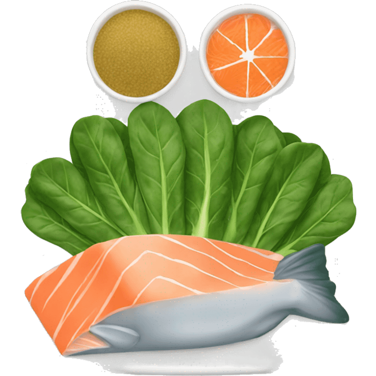 Spinach and salmon plate  emoji