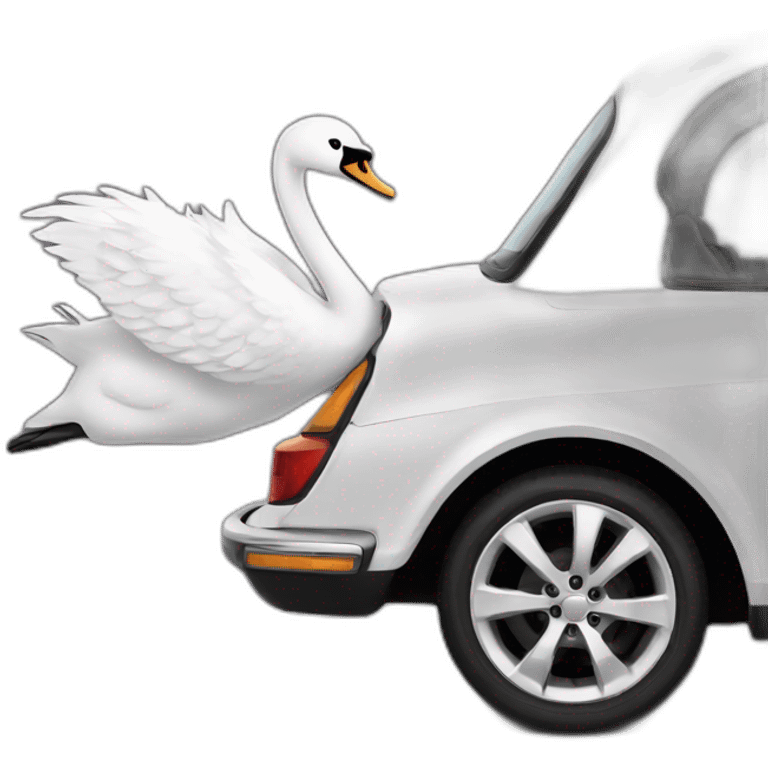 Swan in a car emoji