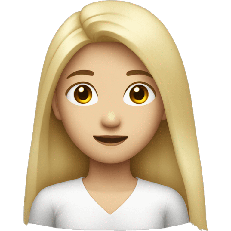 blonde long hair asian girl, from shoulders make one emoji emoji