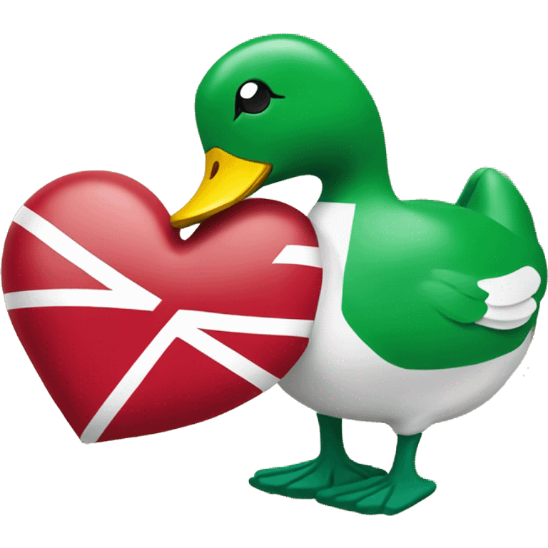 Denmark Flag with red Heart and Green duck emoji