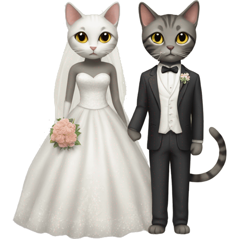 Cat in wedding dress with her soulmate  emoji