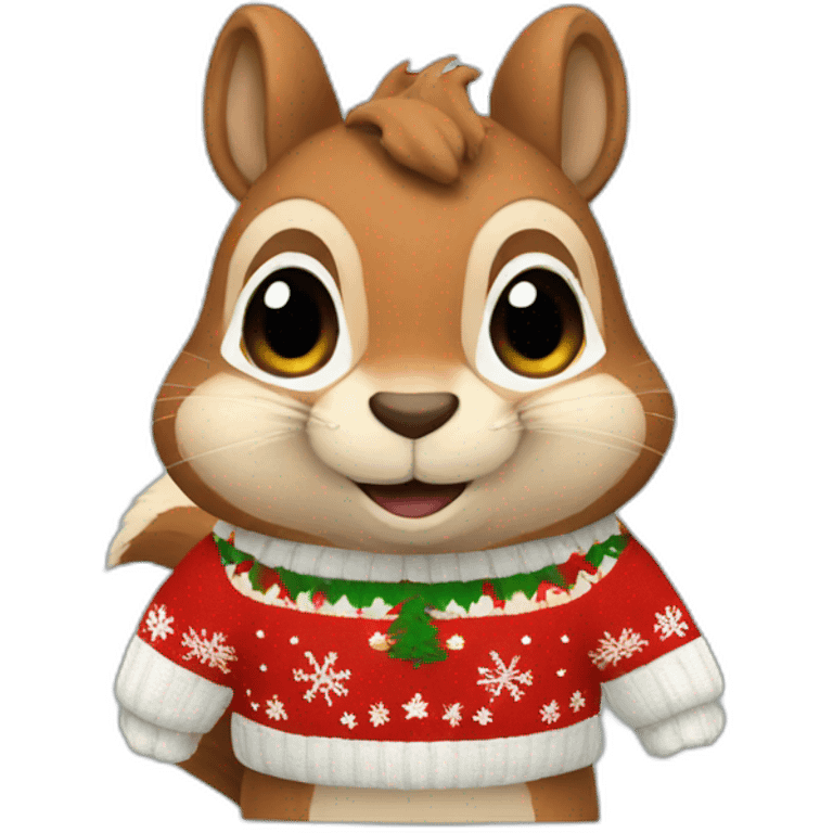 A squirrel in a Christmas jumper emoji