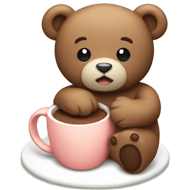 Teddy holding a hot chocolate  emoji