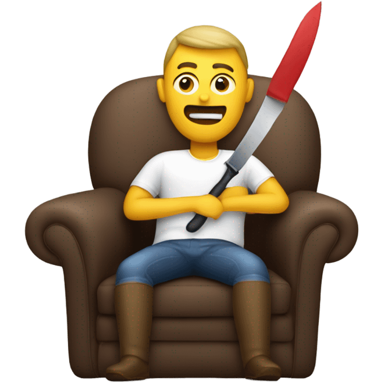 Man on a inflatable chair holding a knife  emoji