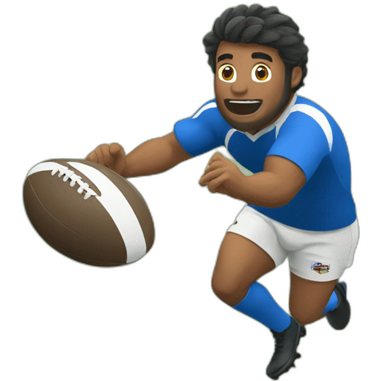 Rugbyman playing rugby animated emoji