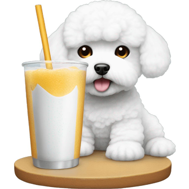 bobba drink with bichon frise emoji