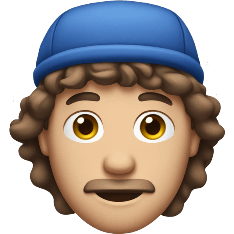 man with brown hair with a blue sleepy hat on  emoji