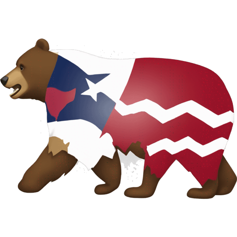 texas flag emoji with the california bear walking on the red and in the white part emoji