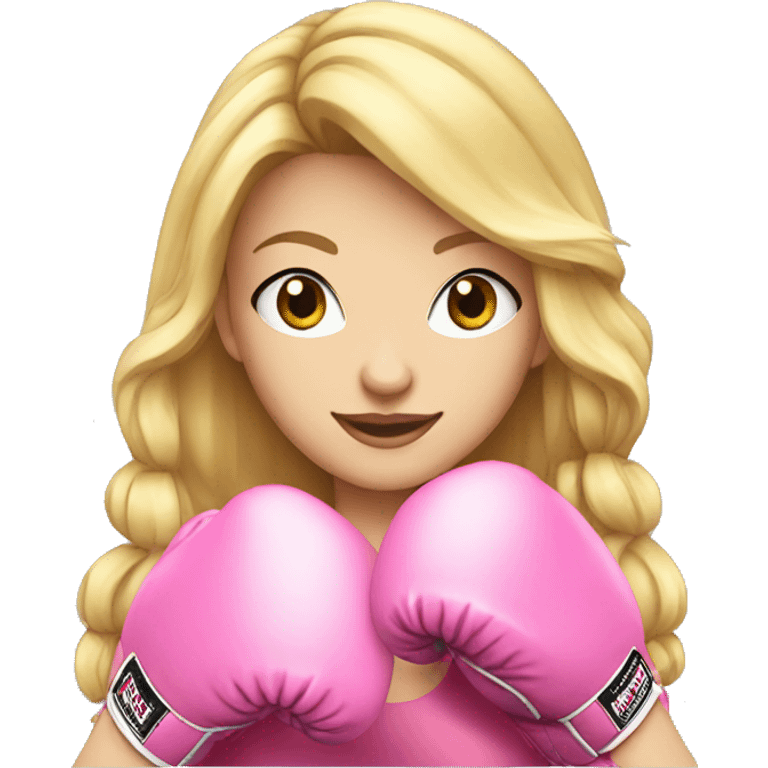 blonde girl wearing pink boxing gloves emoji