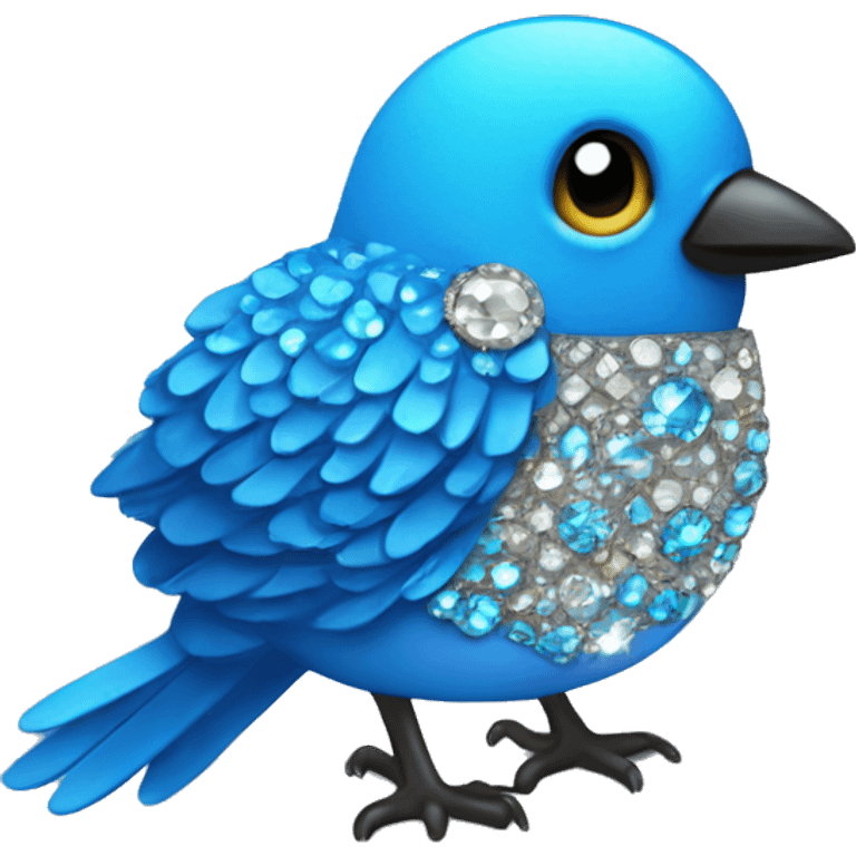 Big bedazzled blue baby bird  emoji