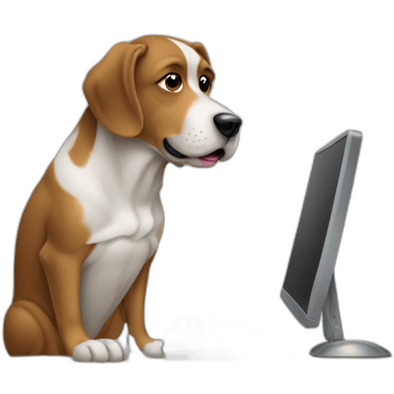 dog working at computer desk emoji