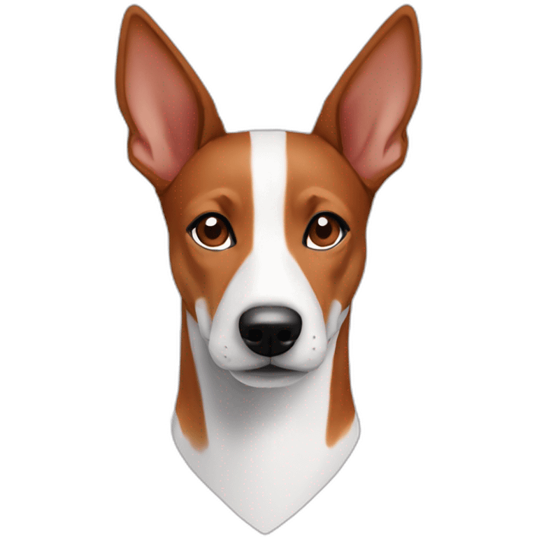 create a face front head shot of a tri colored Basenji Female emoji