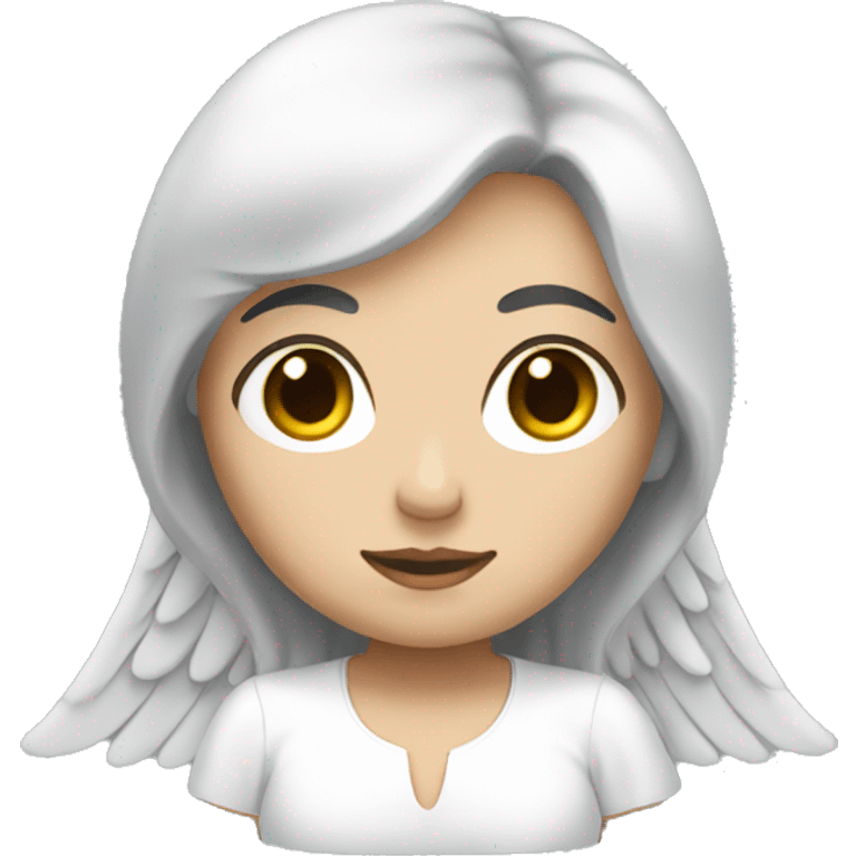 A white female angel with black hair emoji