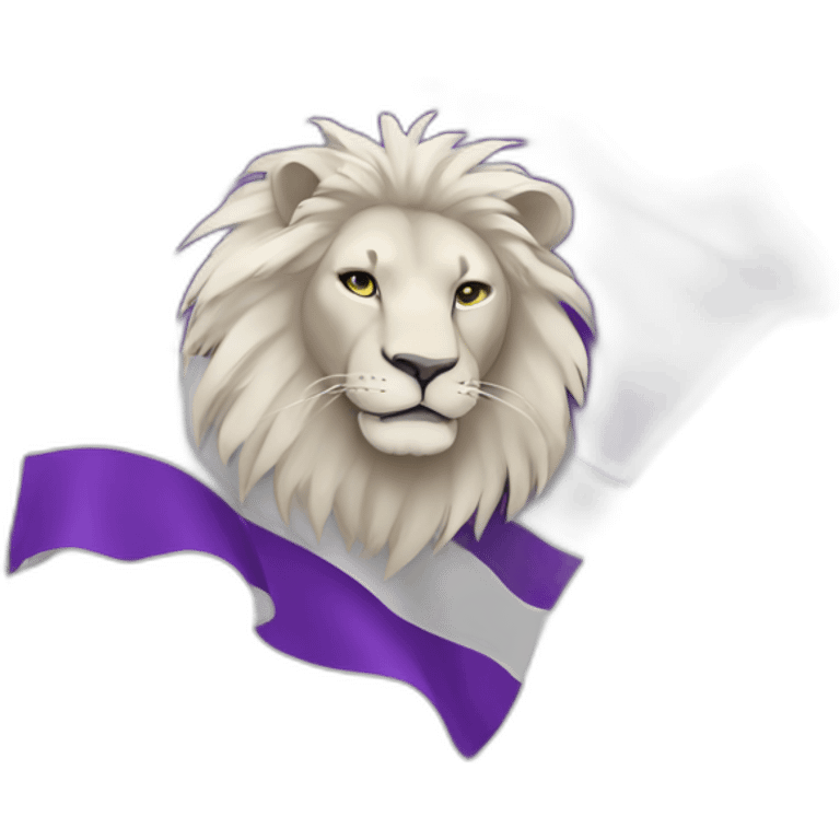 purple lion in a white flag emoji