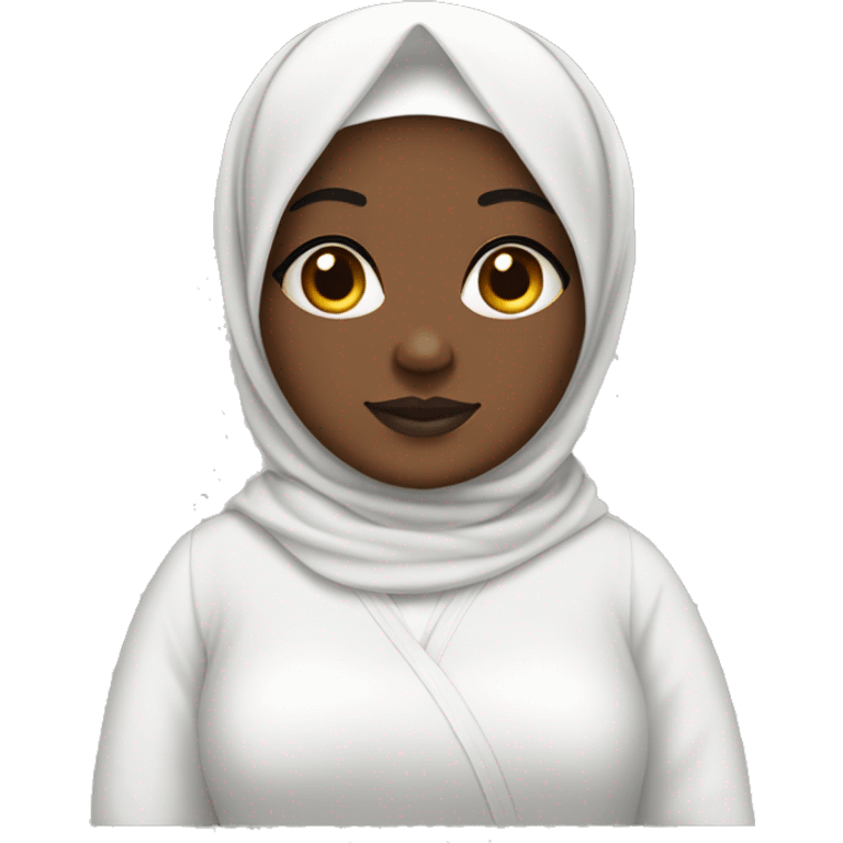 Chubby Black hijabi in fancy white abaya emoji