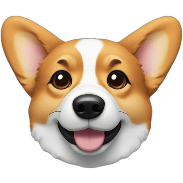 Corgi head with ears flapped down and black instead of white fur emoji