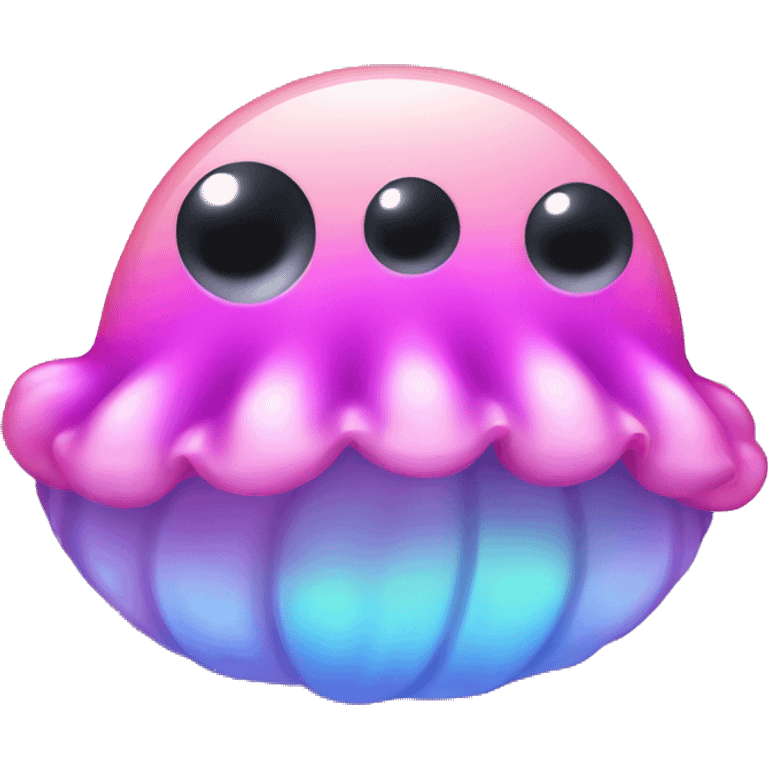 Kawaii neon glitter sea clam emoji    emoji