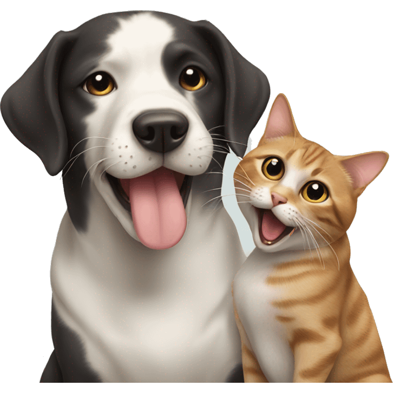 dog licking cat emoji