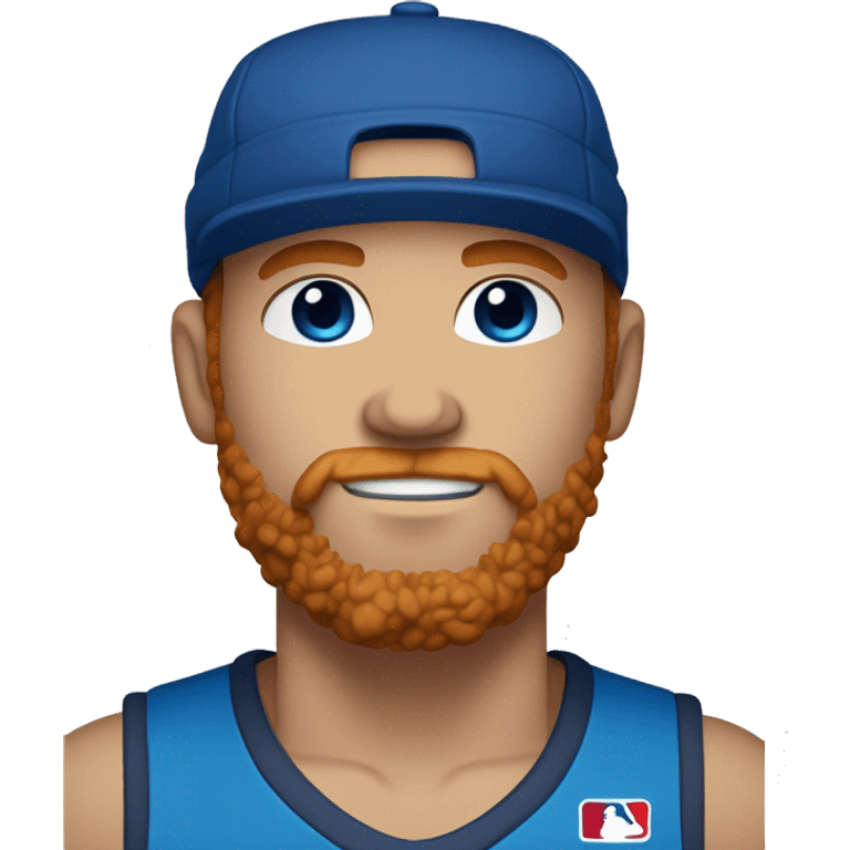 35 year old, male, short curly red hair, pale complexion, beard, blue eyes, basketball hat emoji