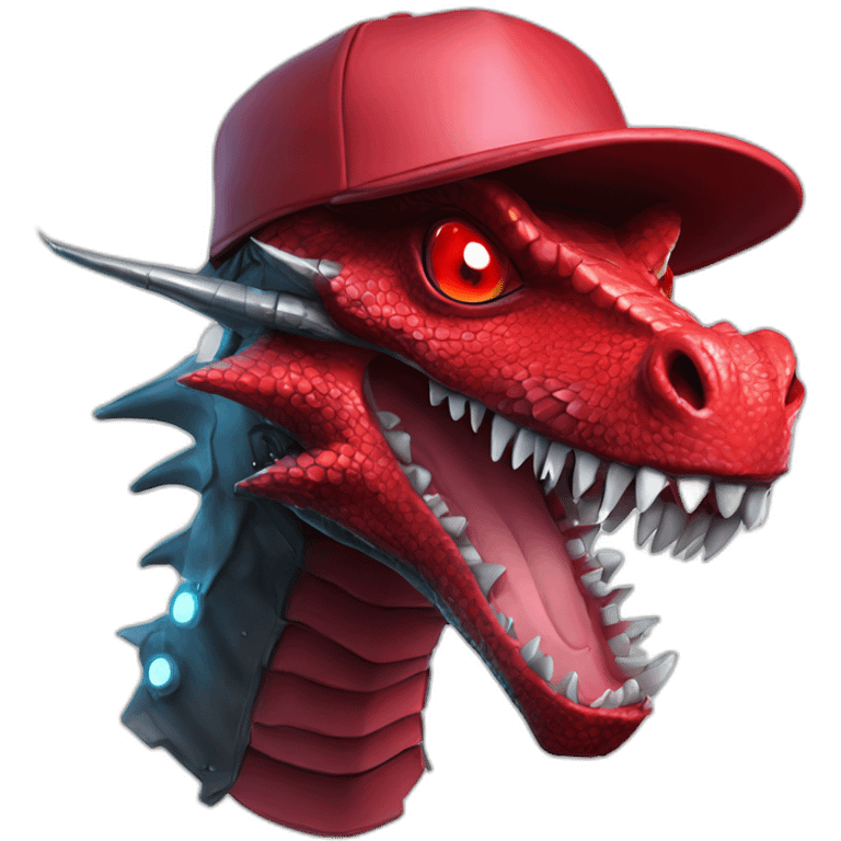 crazy-funny-cyberpunk-red-dragon-head-with-beautiful-smile-wearing-and-hat emoji