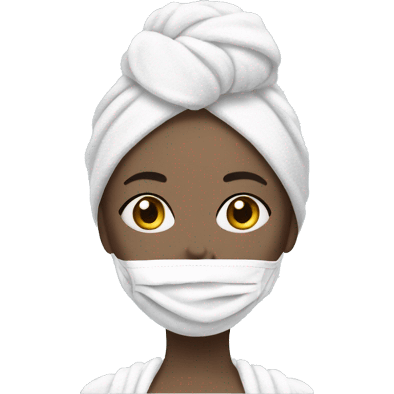 Create a girl in a towel and face mask looking super chic  emoji