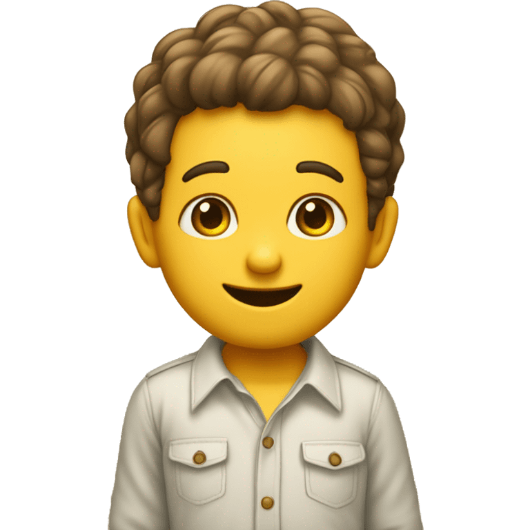 menino com olhos castanhos cabelo cor beje e camisa amarela emoji