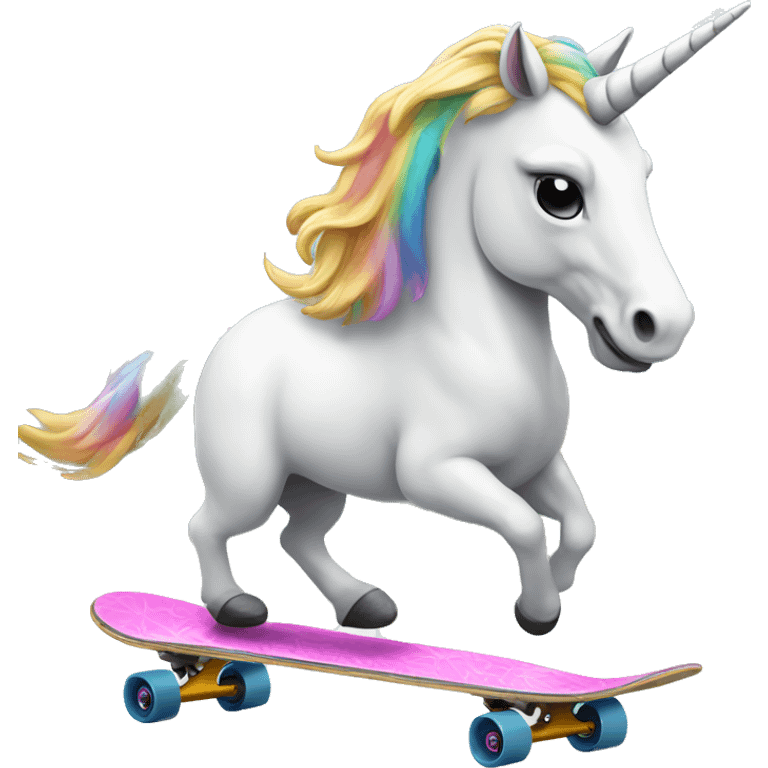 Unicorn riding a skateboard  emoji